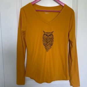 Owl V neck Long‎ Sleeve Top